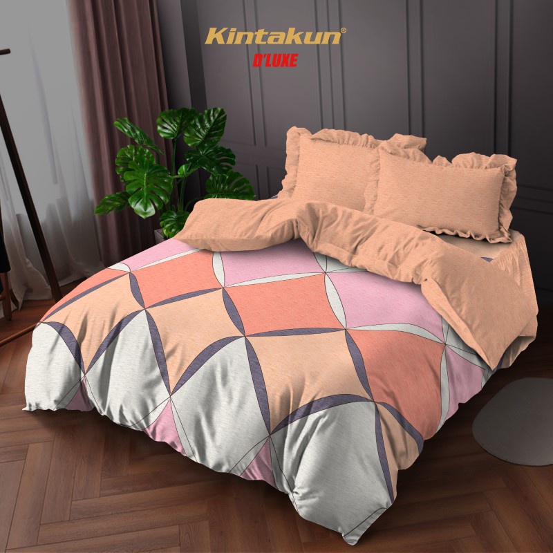 Kintakun Bedcover Set Rumbai 160 / 180 Bena Aesthetic Dluxe Microtex Peach
