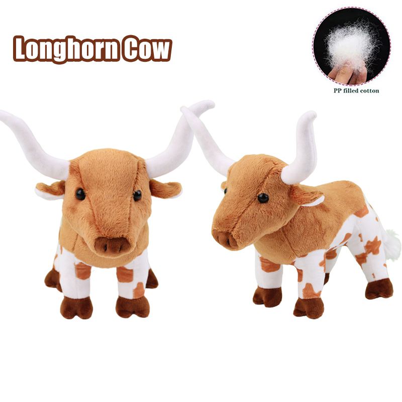 Lucu 7.8in Longhorn Cow Anak Mainan Mewah Boneka Lembut Peluk Boneka Anak Hadiah Natal