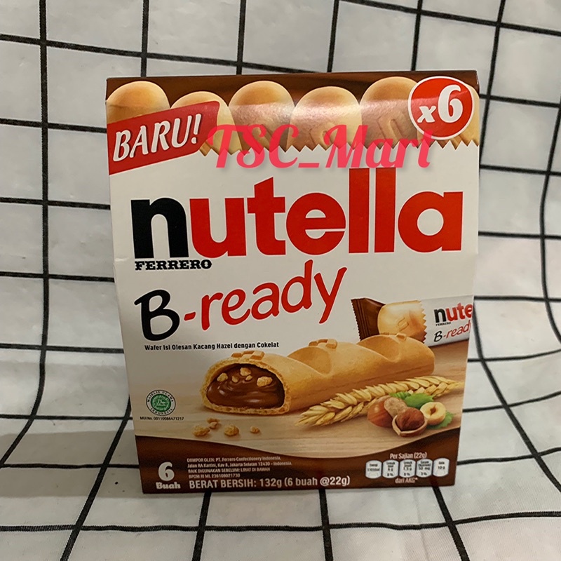 

Biskuit Nutella B-Ready Bready Be Ready Pack 132Gr 132 Gr isi 6 / Nutella / Ferrero / Bready / B-read / 6stick / Biskuit / Chocolate / Nuttela / Import