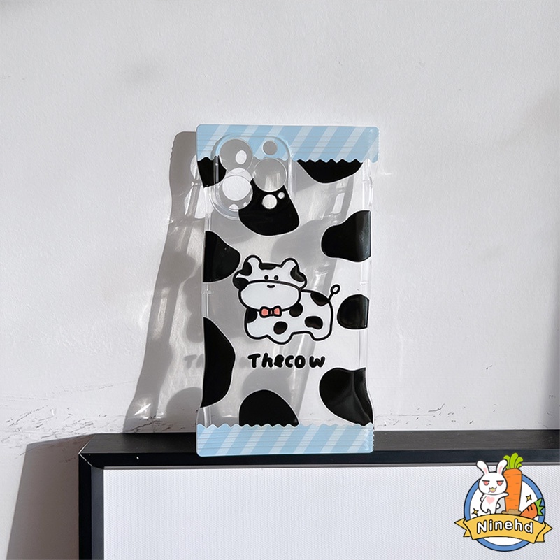 Soft Case Bumper Silikon Motif Sapi Hitam Putih Tahan Banting Untuk iPhone 14 13 12 11 Pro Max X Xr Xs Max 8 7 6 6s Plus SE 2020