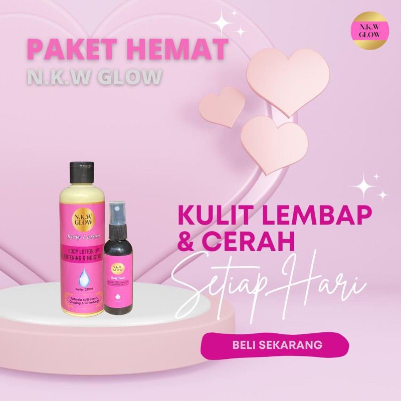 paket body lotion+toner nk whitening glow
