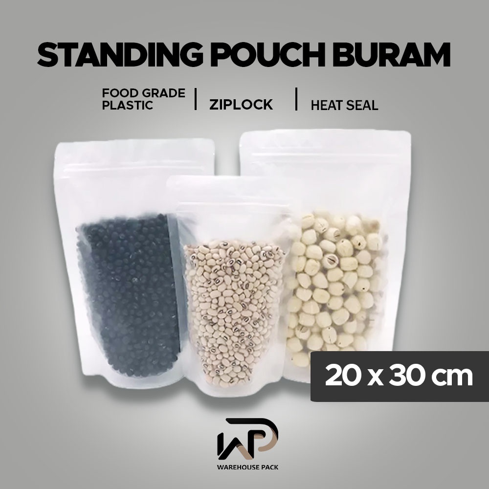 ( 1 Pcs  ) Standing Pouch Buram 20 x 30 cm | | Plastik Klip Buram | Plastik Klip Buram Ziplock | Kem