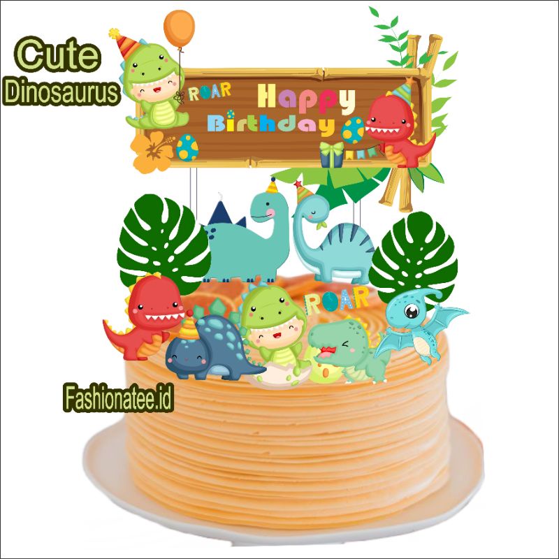 Cake topper cute dinosaurus hiasan kue ultah medan