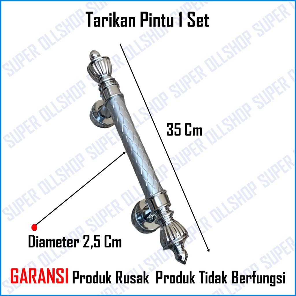 Handle Pintu Rumah Set Kunci Panjang 35 cm / Gagang Pegangan Pintu Rumah Kupu Tarung / Tarikan Pintu Rumah Sisik Naga + Body Pelor