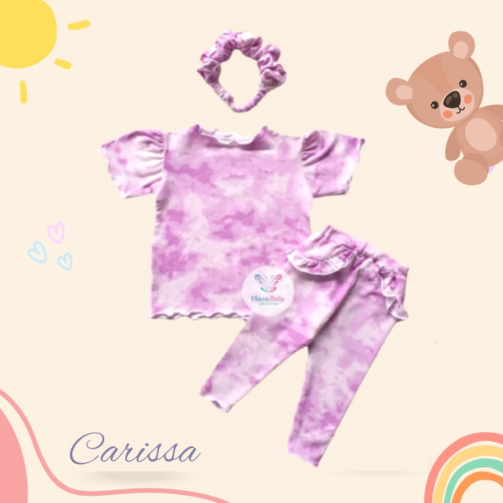 Plazababyku MX CARISSA setelan bayi motif bunga yang lucu free headband scrunchie + sandal PART2