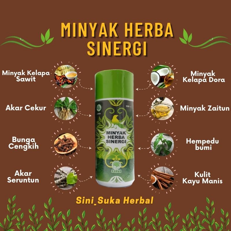 Minyak Herba Sinergi (MHS) Original Pijat Urut Luka Gosok Gatal Asli Hni Hpai Herbal Burung Bubut bu