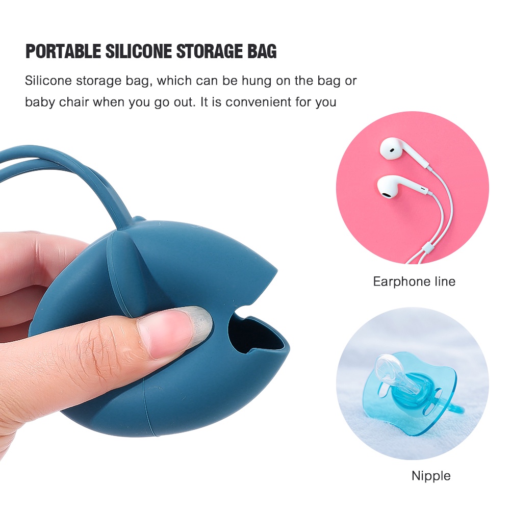 1pc Kunci Headset Kunci Wadah Penyimpanan Perhiasan Koin Kantong Dengan Tali Dot Bayi Silikon Holder Portable Kecil Paket Objek Lucu Tas Kepala Panda