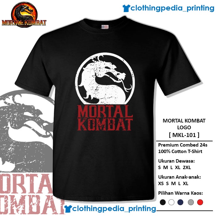 Kaos Mortal Kombat Logo Dragon Symbol Naga Vintage T-Shirt