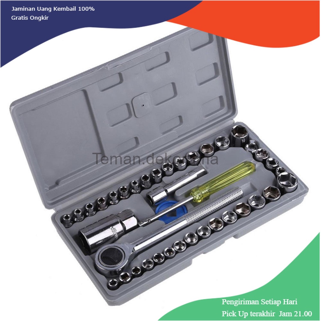 TD-PR2 Aiwa Kunci Pas 40 Pcs Multipurpose Socket Wrench Set 1/4 Ratchet