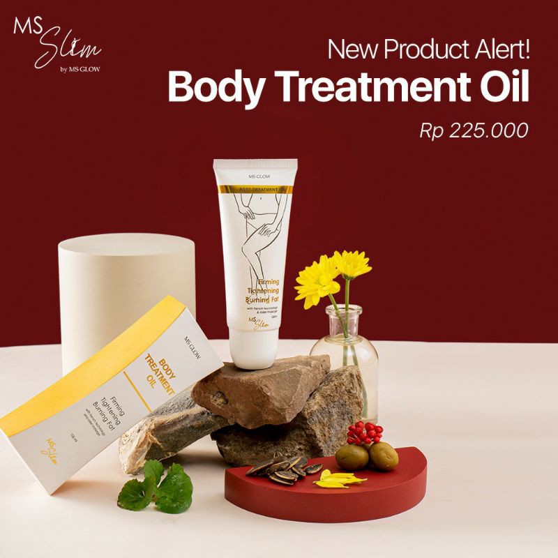 Ms Glow Body Treatment Oil Mengencangkan Kulit, Menyamarkan Stretchmark Dan Selulit - Agen Msglow Be