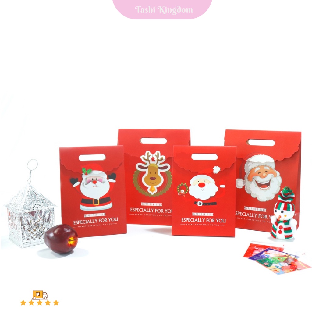 

PAPERBAG NATAL M motif RUDOLF, KANTONG PACKING HADIAH NATAL FOR X'MAS SANTA