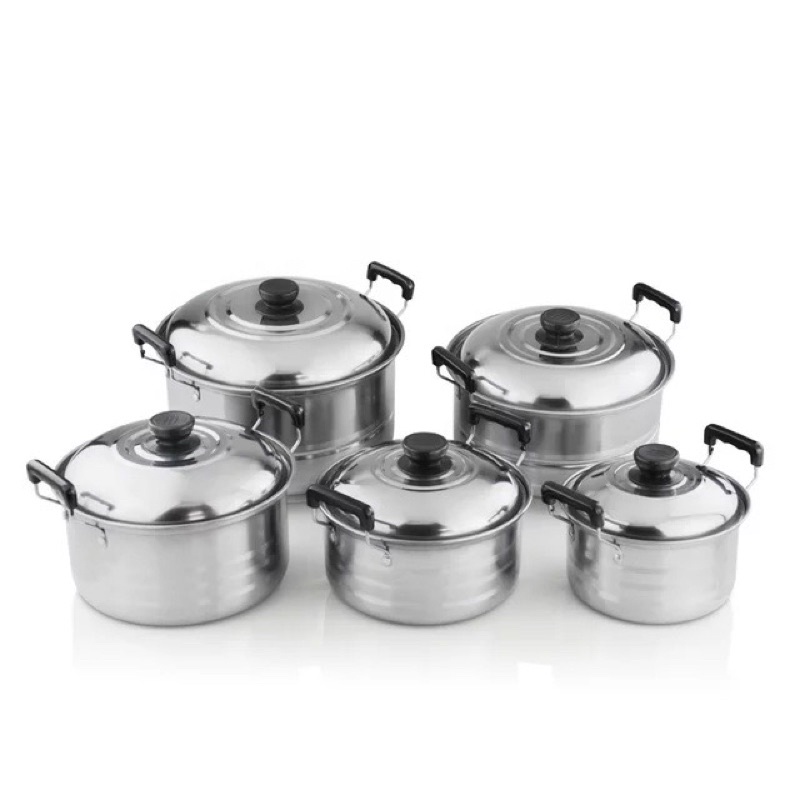 Panci Set 5in1 Plus Steamer Stainless - Panci 16-24CM Original - Panci Sop Soup Dengan Kukusan Tatakan Dandang