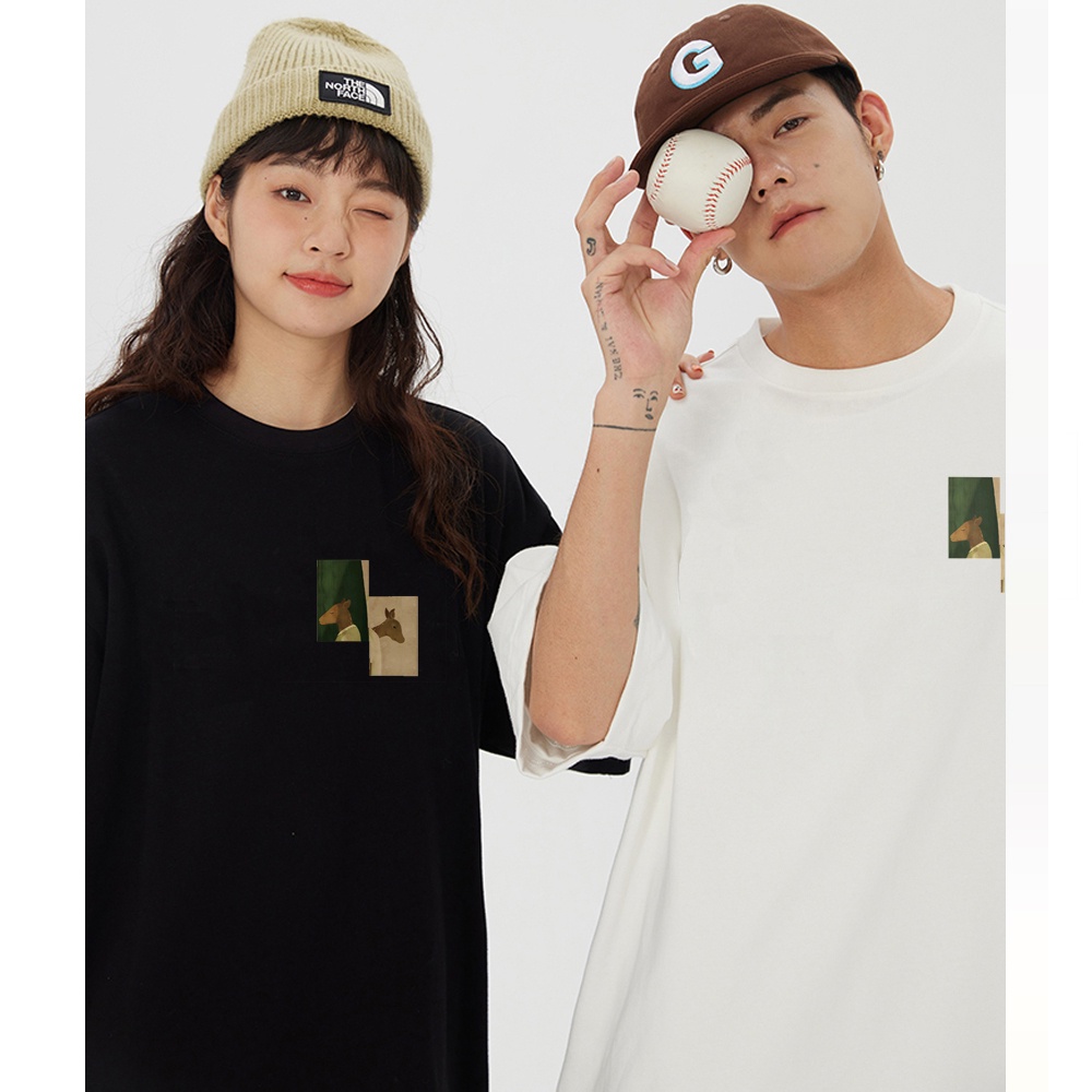 RDGF official shop atasan kaos Korean style baju kaos kaos cowo baju hitam kaos oversize High-end couple T-shirts are versatile and simple kaos