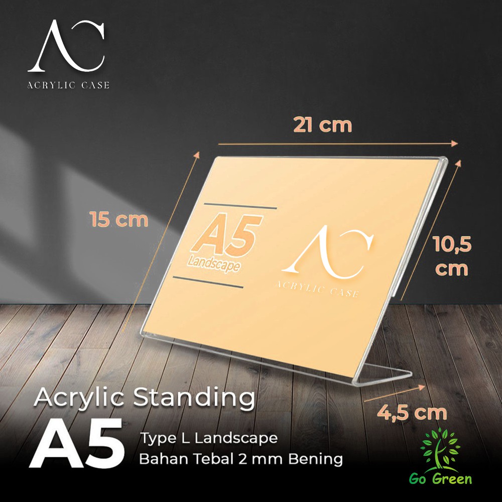 Acrylic Tent Card Holder A5 L Landscape Type / Tempat Brosur Meja Akrilik A5 L Type