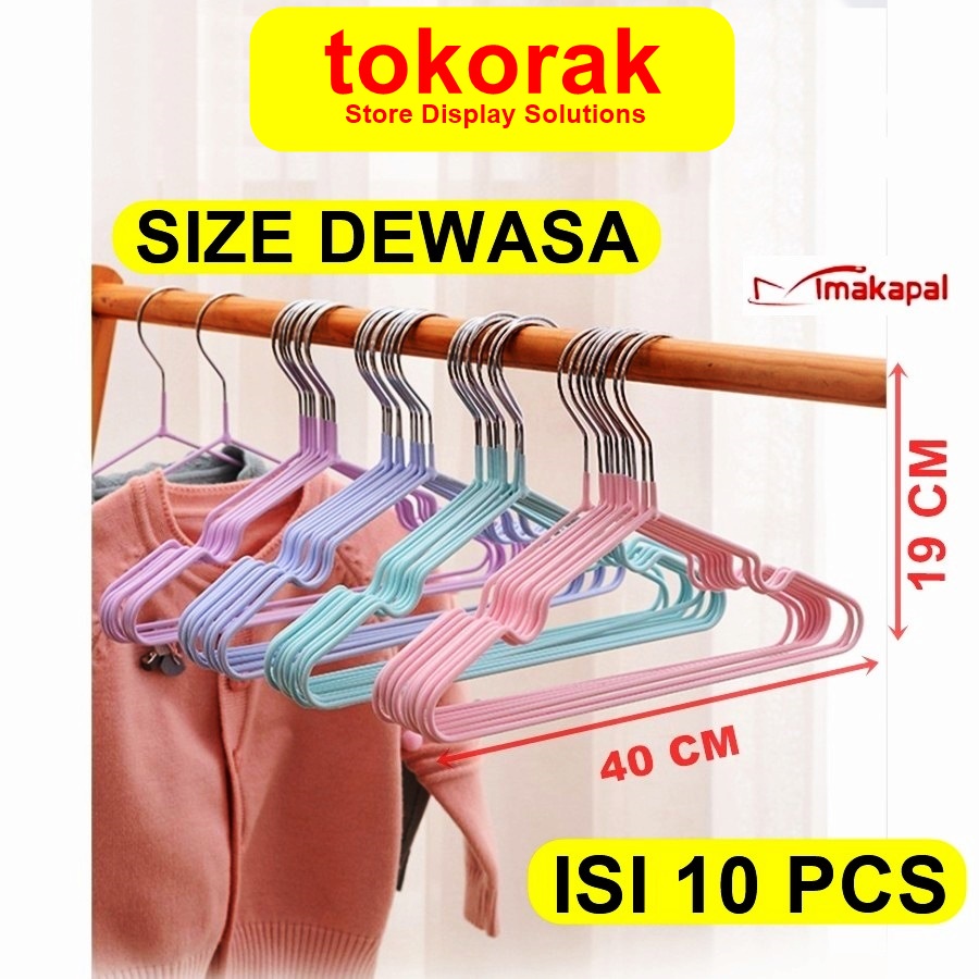 HANGER BAJU KAWAT TEBAL ANTI SLIP GANTUNGAN STAINLESS DEWASA MAKAPAL