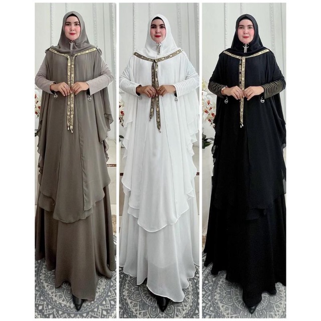 Dress Islamnohi Premium Set By Yodizein Syari Original Gamis Syar'i Ceruti Amoora HQ Mix Jersey Kore