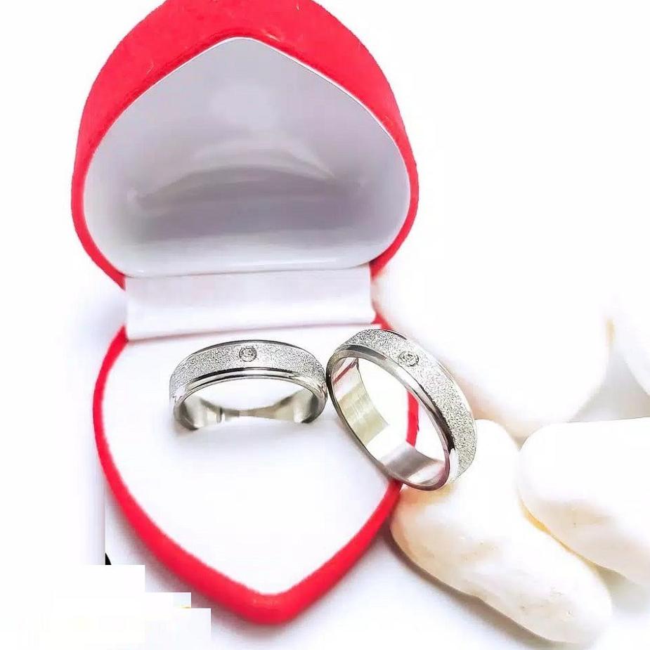 Top Surprise COD KK CINCIN Kawin Pasir Mata Silver Dapat 2 pcs Dan Free Box Cincin Model Love Berlap