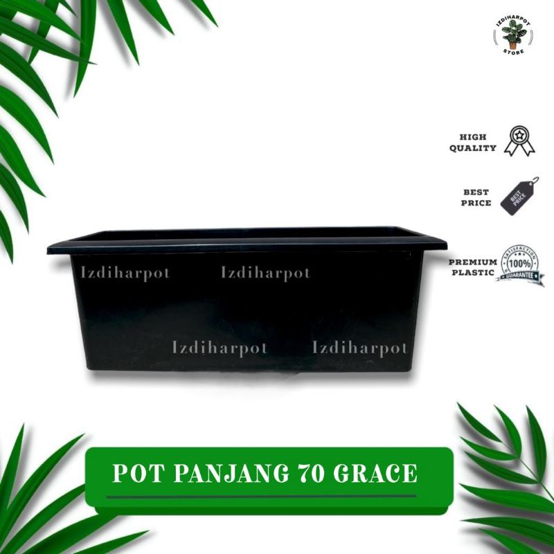 pot bunga tanaman persegi panjang Grace 65cm hitam - PANJANG 70 GRACE