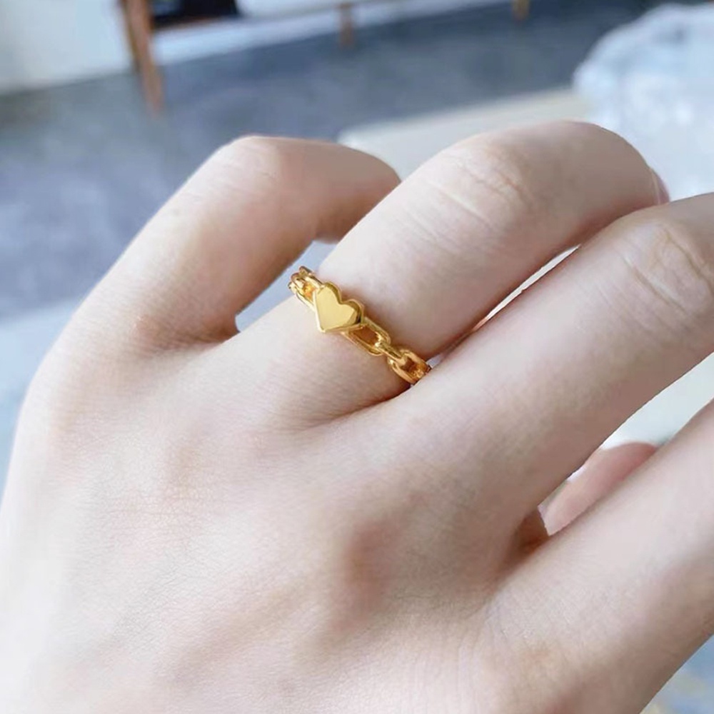 Cincin Rantai Bentuk Hati Model Terbuka Dapat Disesuaikan Untuk Wanita