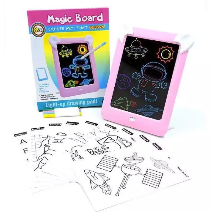 Magic Board Drawing LED / Papan Gambar Ajaib Edukasi Mainan Anak / Mainan Papan Tulis Belajar Anak