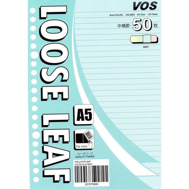 

Gramedia Medan - Vos Loose leaf Color A5 50 Mint