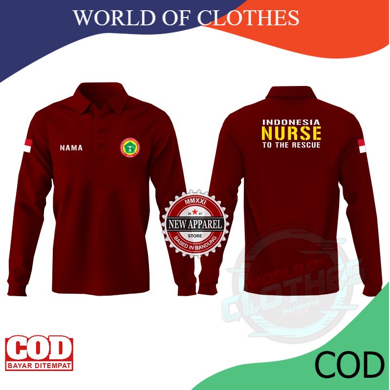 KAOS KERAH PERAWAT NURSE LENGAN PANJANG / KAOS POLO PERAWAT LENGAN PANJANG