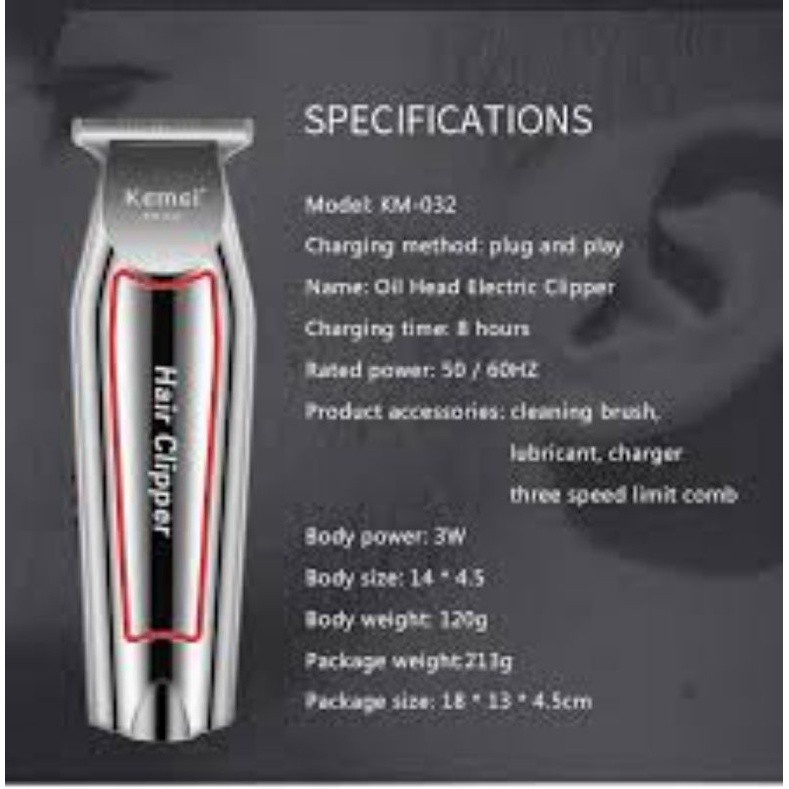 COD Alat Cukur Hair Clipper Kemei Detailer KM-032 Mesin Cukur Rambut Kumis Jenggot