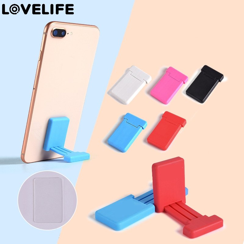 1pc Stand Holder Mini Portable Universal Bahan Plastik Warna Permen Untuk Smartphone