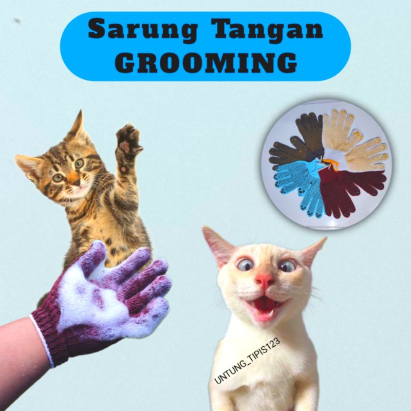 Sarung tangan grooming Sepasang anti cakar Model bintik bintik sarung tangan pijat kucing