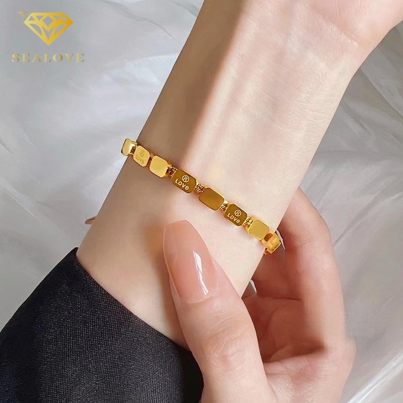 Kalung titanium wanita anti karat Premium perhiasan titanium asli Premium Kubus kecil perhiasan titanium asli Korea