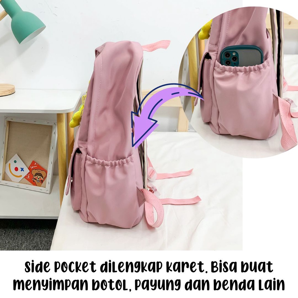 [MONA] Free Gantungan Tas -Tas Ransel Travelling dan Sekolah Model Cakep dan Lucu Kualitas Import Premium -M0211