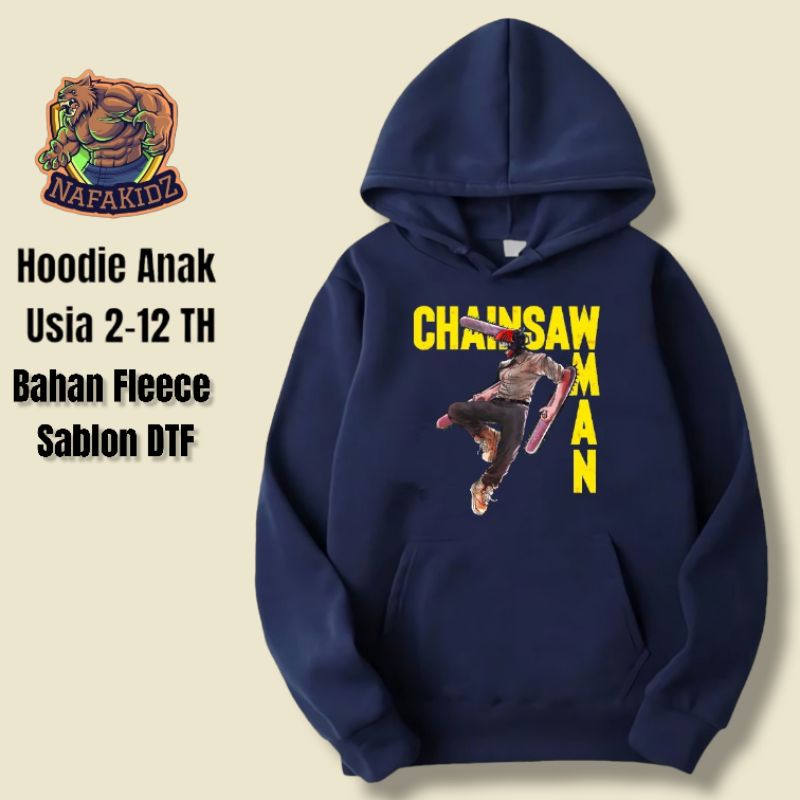 JAKET ANAK LAKI LAKI CHAINSAW MAN HOODIE ANAK CHAINSAW MAN SWEATER CHAINSAW MAN ANAK  JAKET SWEATER 