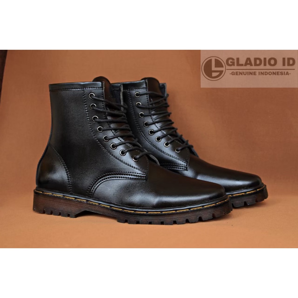 Sepatu Boot Tinggi Pria Kulit Asli Gladio Venus Black