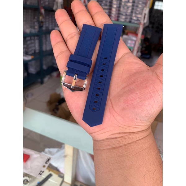 Strap Tali Jam Tangan Silicon lembut biru Size 22mm