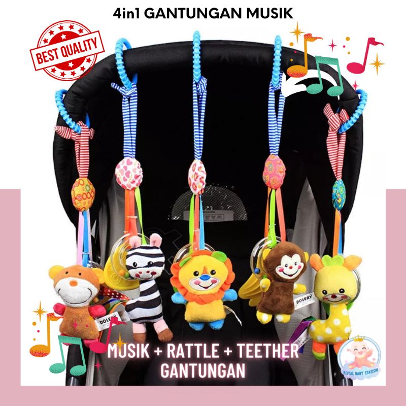 4in1 Mainan Gantungan Kerincingan Musik Rattle Teether Original Multifungsi