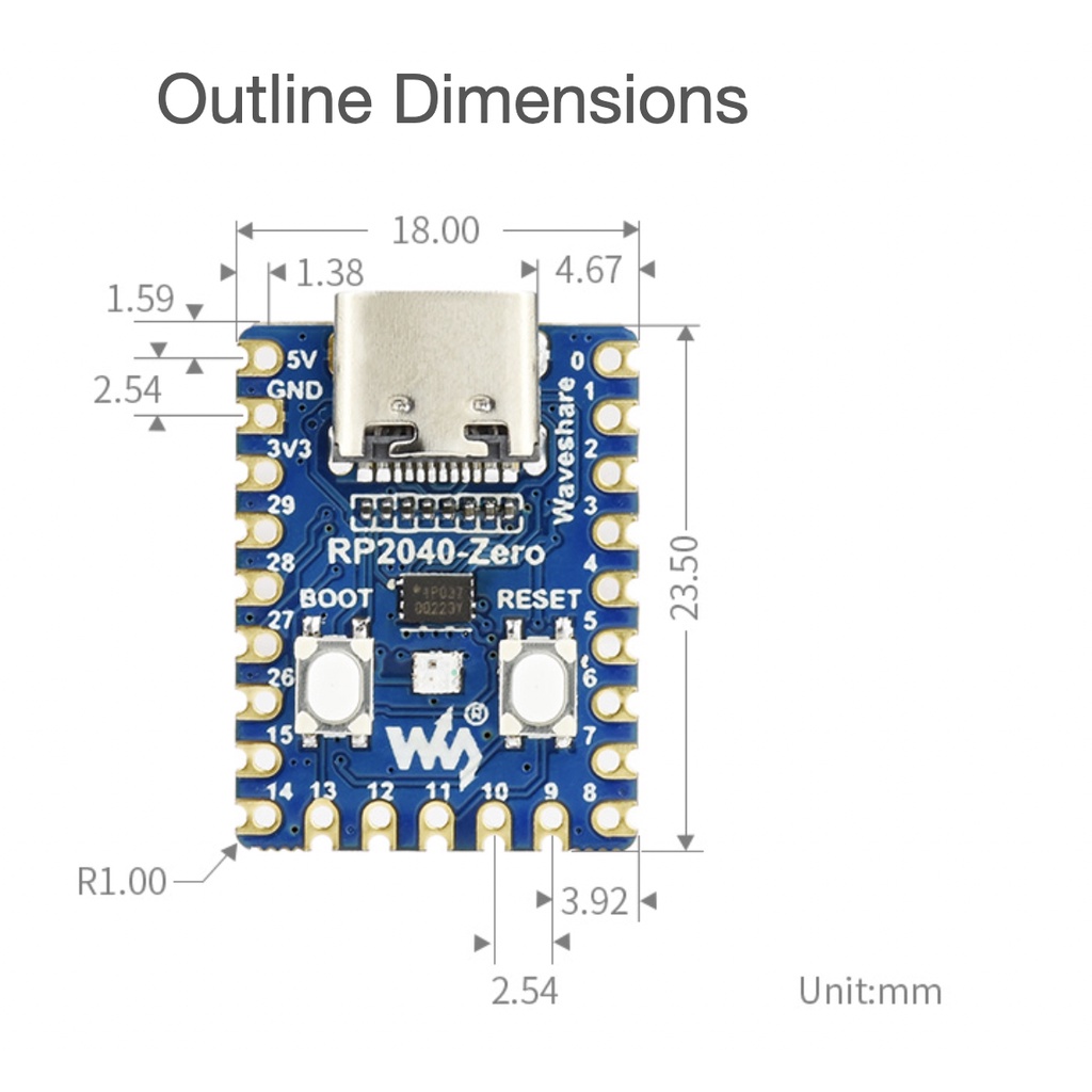 Raspberry Pi Pico Like Zero RP2040 Mini Version RP2040-Zero