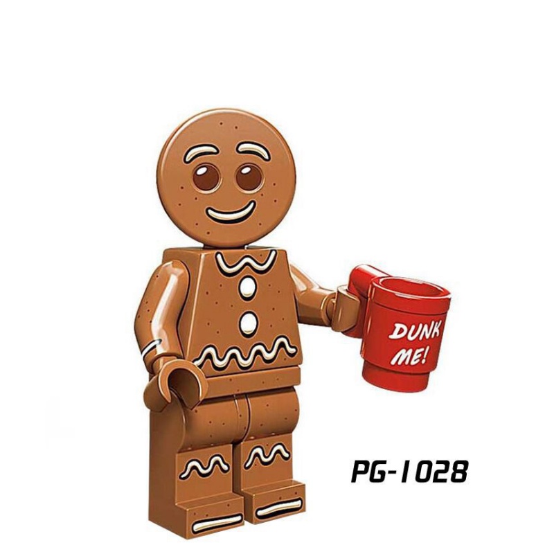 Patung Minifigures Medusa Gingerbread Man Chicken Warrior Warna Emas Untuk Koleksi