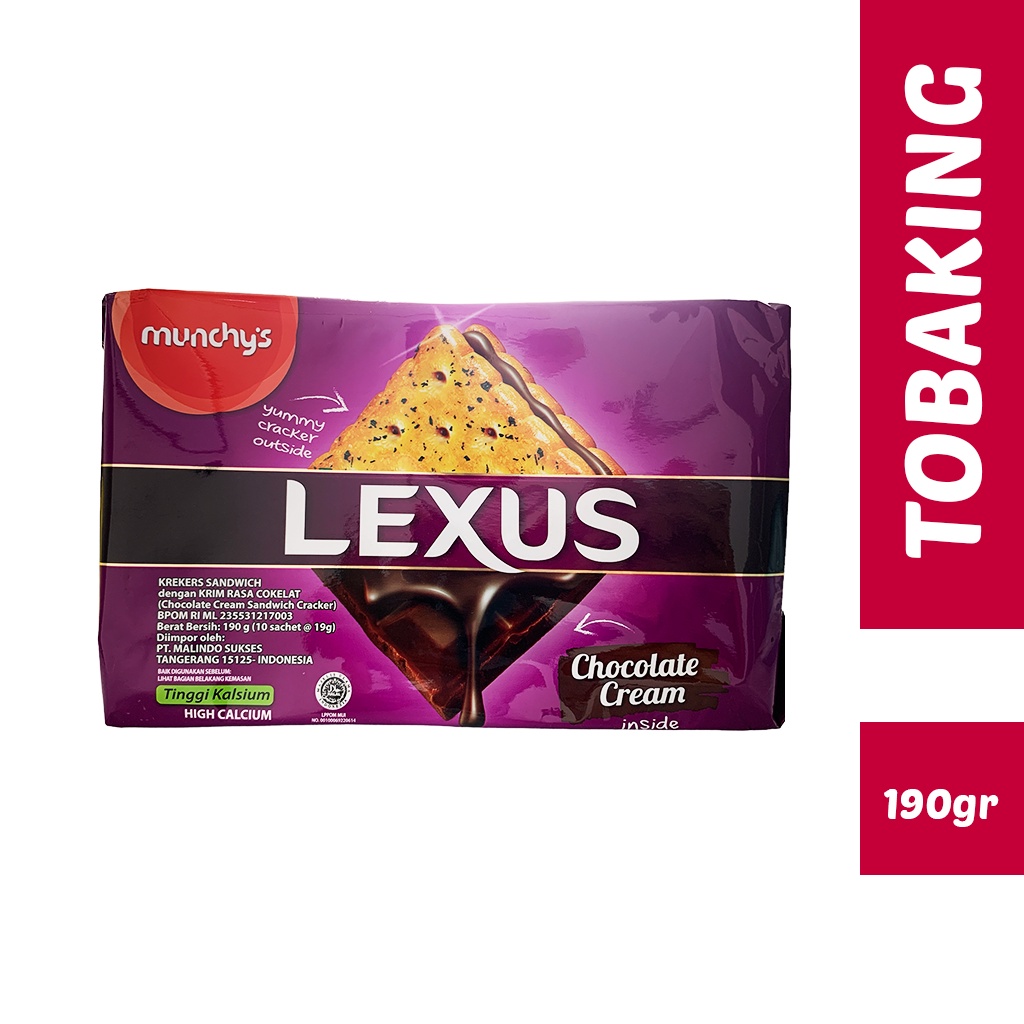 

Munchys Lexus/ Munchy's Biskuit lexus chocolate 190grm ( 10x19gr )