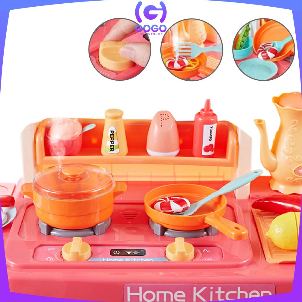 GOGO-M24 Mainan Spraying Mist Kitchen Set Isi 65PCS Mainan Masak Masakan Dapur Anak Perempuan 888-54