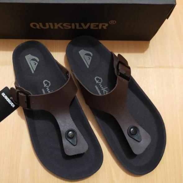 SANDAL QUICKSILVER ORIGINAL SANDAL PRIA SANDAL KULIT SENDAL SANTAI - Cokelat, 39