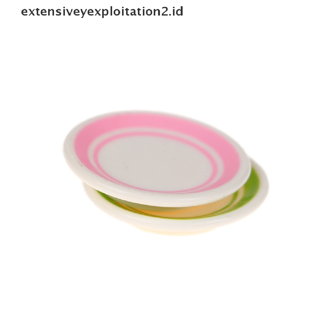 5pcs / Set Mainan Miniatur Piring Warna-Warni Skala 1: 12 Untuk Aksesoris Dapur Rumah Boneka