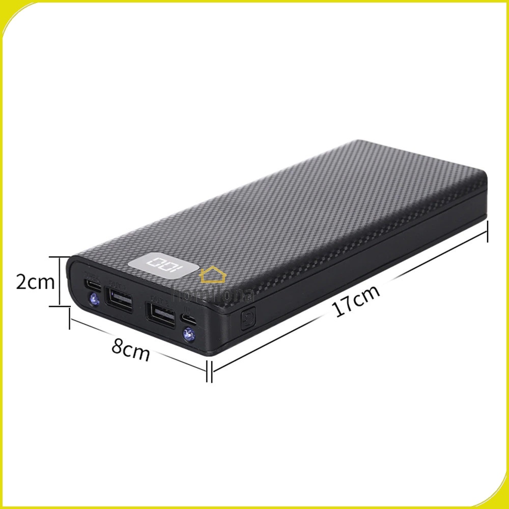 Power Bank Case USB Type C 8 x 18650 2 Port Kebidu DIY C18 Black