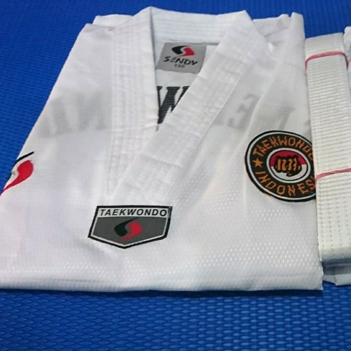 Beladiri Dobok Taekwondo Sendy Diamond Kerah Putih Pemula