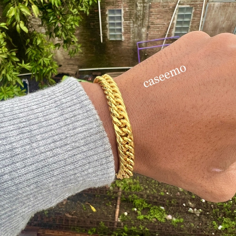 Gelang Titanium Pria Wanita Gold Emas Original Real Picture