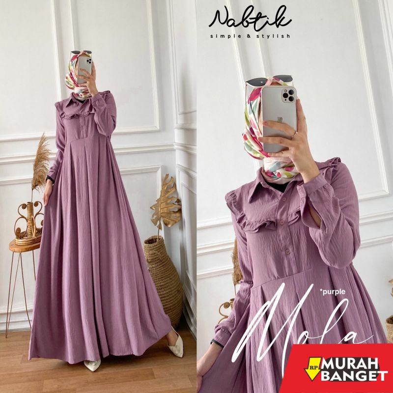 model gamis kombinasi polos terbaru 2022 MOLA DRESS MAXY DRESS CRINGKEL AIRFLOW