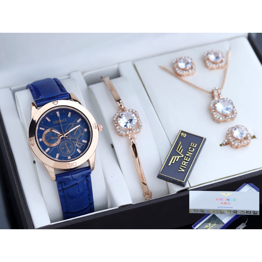 Jam tangan Wanita Original VIRENCE StraP kulit Tanggal Aktif Dan Tahan Air