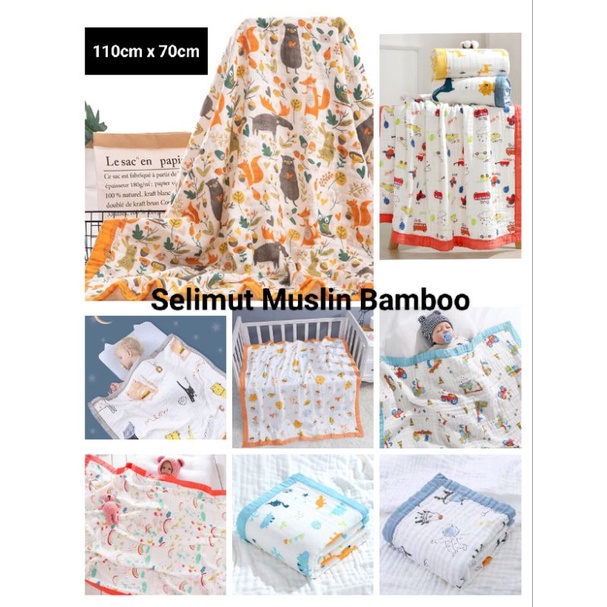 Leleoncare Selimut Dot Nipple Bayi Halus Lembut - Leon Care Slimut Muslin Bamboo Baby - Leleon Care Blanket Premium Baby Newborn - Leoncare Selimut Bayi New Born