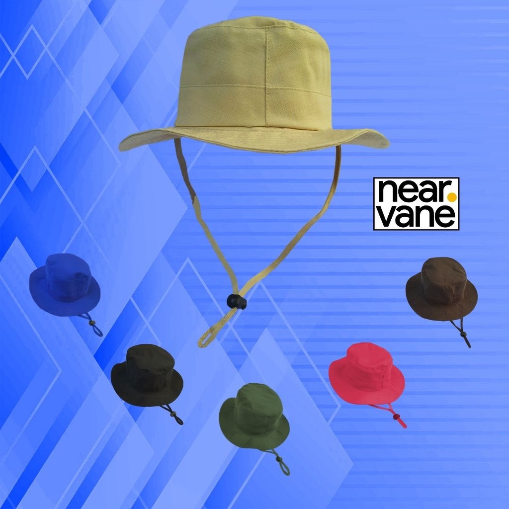 Topi Bucket Hat Rimba Gunung Tali Premium Hiking Outdoor Lapangan Pantai Camping Kemping Mendaki Cream Army Hitam Keplek Custom Nama Bordir Sablon Pria Wanita Dewasa