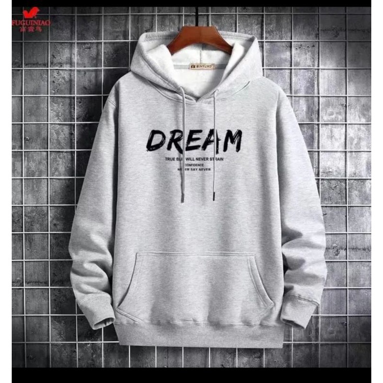 DREAM Hoodie Sweater Jacket Pria Oversize Terbaru Motif Simple Fashion Kasual Daily Kekinian