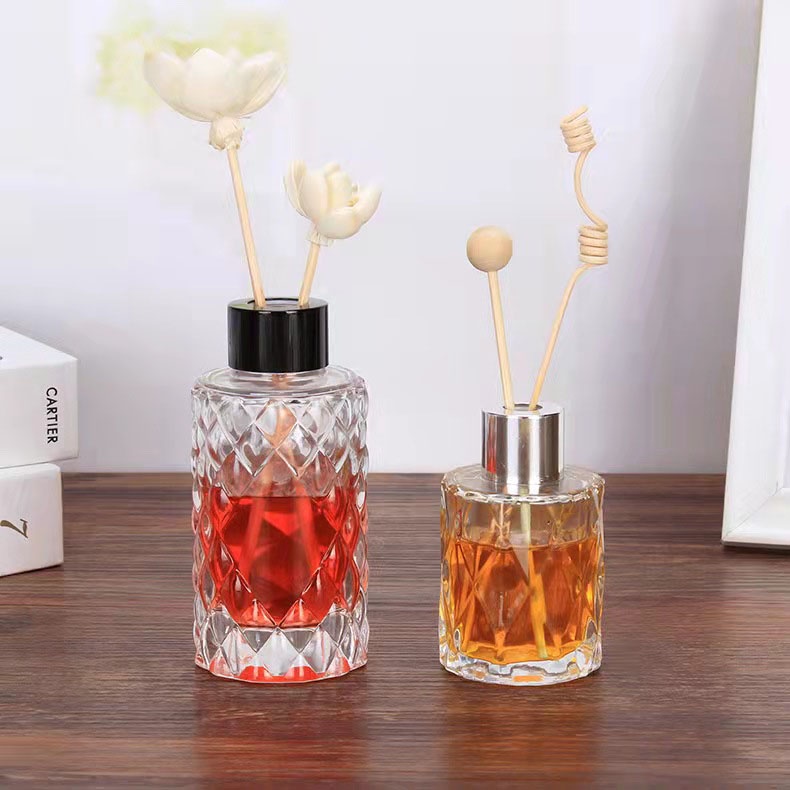 50ml Botol Reed Diffuser Tutup Aromatherapy Tebal Kaca Crystal Hitam Rose Gold Silver